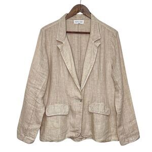 Bella Dahl Longline Linen Blazer Jacket Tan Size Large